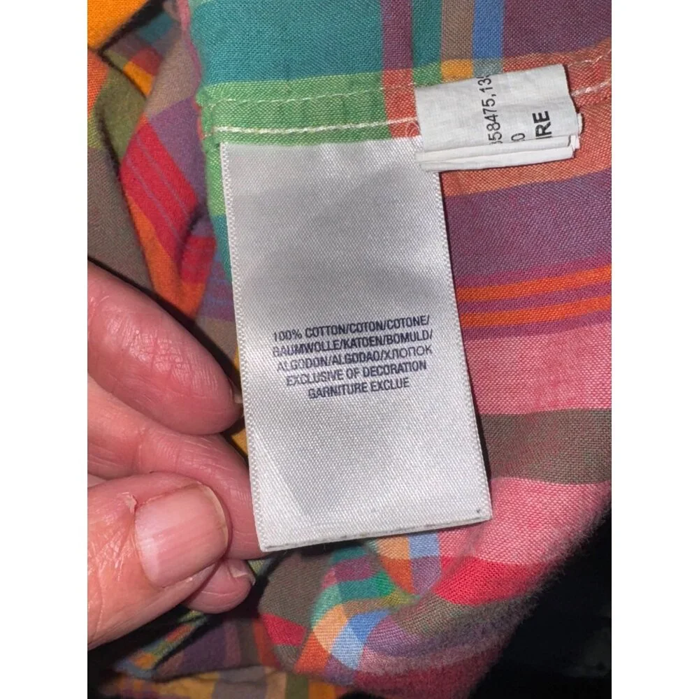 Ralph Lauren Multicolor Plaid Short-Sleeve Shirt XL (18-20) 100% Cotton Casual